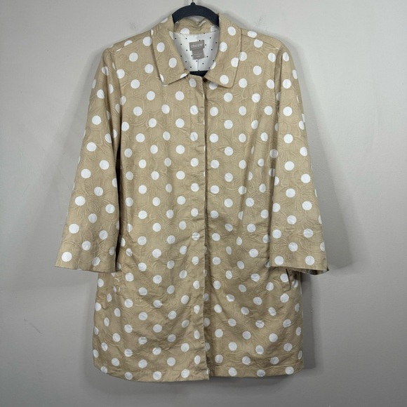 Chico’s Pleat-Back Jacket in Beige Polka Dot size 12/14 Large - Picture 10 of 11